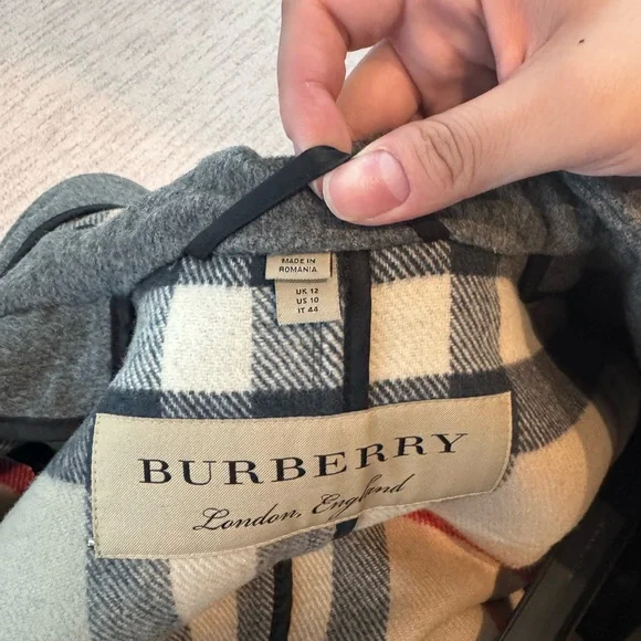 BURBERRY Blackwell Wool Toggle Duffle Coat US10 Peacoat Plaid Nova Check - Picture 7 of 11
